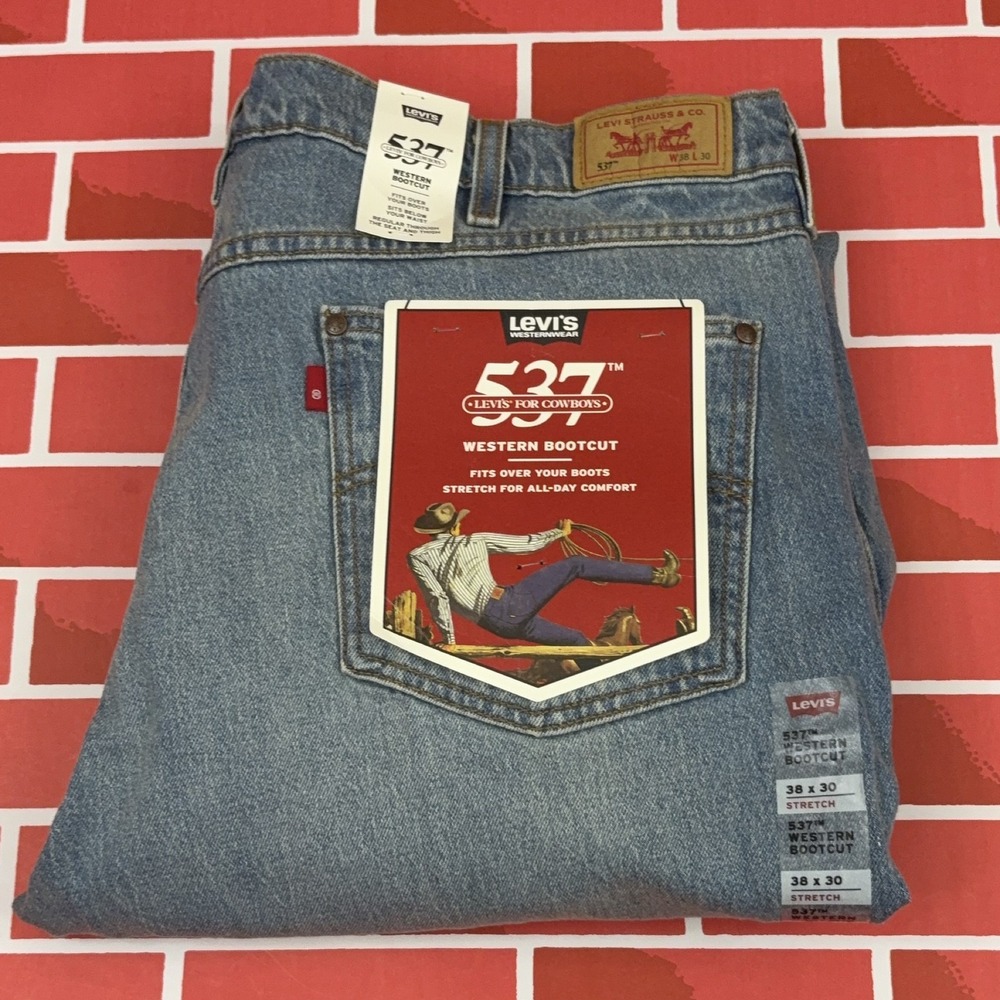 Levi's 537 Western Bootcut Jeans Men's 38x30 Light Blue Stretch